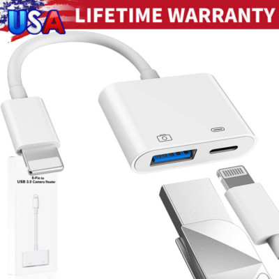 [2 in 1] 8-PIN to USB 3.0 OTG Adapter for iPhone Connect USB Flash Drive,Camera.
