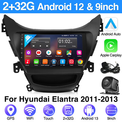 For Hyundai Elantra 2011-2013 Android 12 Car Stereo Apple CarPlay GPS Radio 32GB