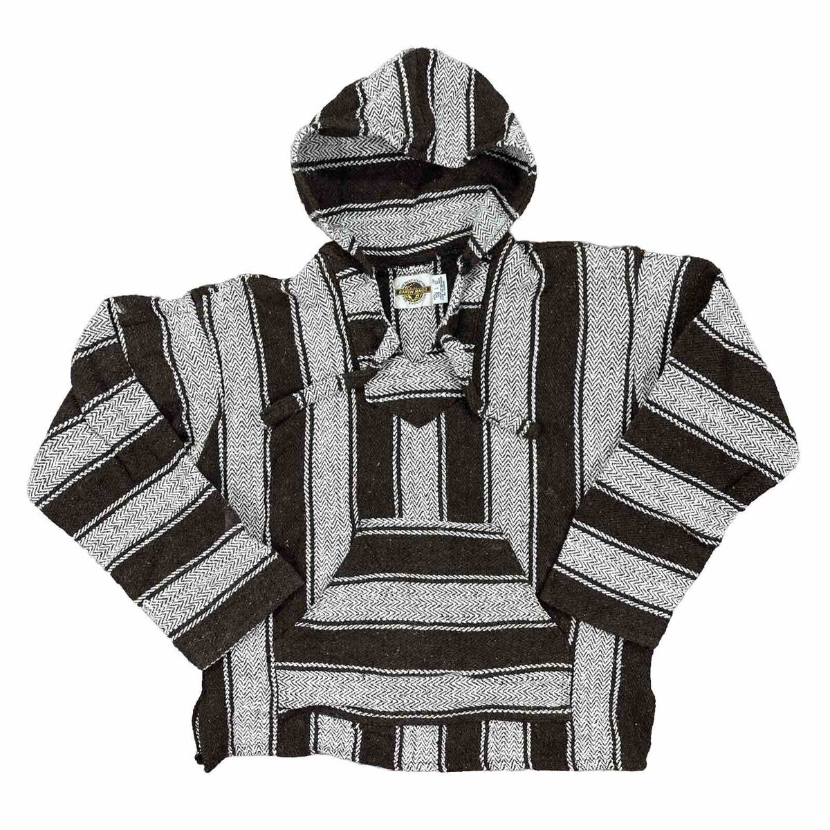 Earth Ragz Hoodie Mens Large Brown Chunky Knit Drug Rug Earth Ragz Hoodie Mens Large Brown Chunky Knit Drug Rug