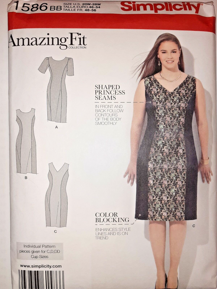 Dress Sheath Slimming 20W 22W 24W 26W Simplicity 1586 Sewing Pattern  Princess | eBay
