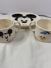 Vintage 1970s Walt Disney Ceramic Dinnerware Set Mickey Mouse Donald Duck