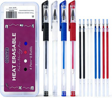 Heat Erasable Fabric Marking Pens 4 Pens  8 Refills, No Ghost Lines,Disappearin