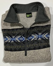 Koppen Sweater Mens Size Large 1/4 Zip Heavyweight Gray Mock Neck Pullover