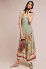 FARM Rio Toucan Maxi Wrap Dress tropical toucans braided Cross halter straps  S