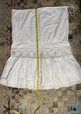 Victorian Edwardian White Cotton Crocheted Lace Petticoat Drawstring Waist Skirt