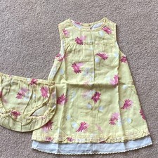 JANIE AND JACK 6-12 MONTH SUNDRESS WITH DIAPER COVER PANTS, FLORAL, BACK BUTTON