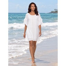 Indigo Rose Dress Women S White Boho Lace Ruffle Sleeve Beach Mini MDWH8756