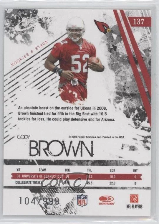 2009 Donruss Rookies & Stars Rookie /999 Cody Brown #137 RC - Image 2 of 2