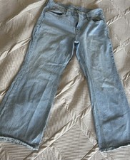 Old Navy OG Bootcut Mid Rise Distressed Light Wash Blue Denim Jeans 14 Petite