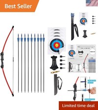 45" Youth Bow  Arrow Set - Safe Starter Kit for Kids 8-16, 9 Arrows Included