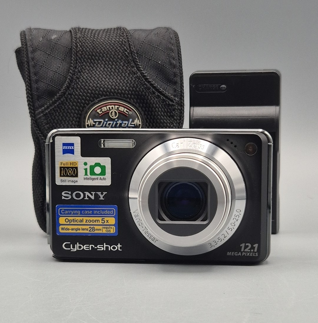 Sony Cyber-shot W275 Black Digicam 12.1MP Carl Zeiss Y2K TESTED Charger Battery