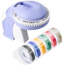 1PK 3D Embossing Label Maker with 5 Color Label Tapes 3/8" for Dymo Omega Xpress