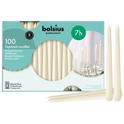 BOLSIUS Ivory Taper Candles 100 Count Bulk Pack  10 Inch Dinner Candle Set  7...