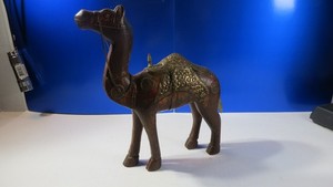 Vintage Hand Carved Wooden Camel Figurine 8" ACROSS