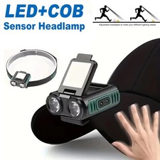 Headlamp Sensor Led Cob Usb Rechargeable Head Flashlight Built-in Battery New