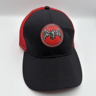 Bacardi Red & Black Bat Logo Snapback Mesh Trucker Cap Baseball Hat