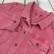 Woman Within Coral Pink Corduroy Jacket Size 16W Front Pockets Autumn Fall