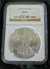 2015 AMERICAN SILVER EAGLE NGC MS70 CLASSIC BROWN LABEL