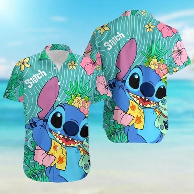 Lilo And Stitch Button Up Cartoon Movie Hawaiian Shirt S-5XL reprint VK13637