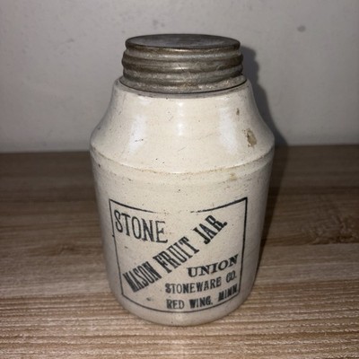 Vintage Stone Mason Fruit Jar Union Stoneware Co. Red Wing Minn. 1899  1 Quart 