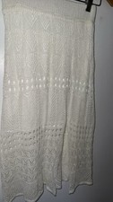 Bohemian Ivory Crochet MIDI Skirt Size Small Elastic Waist Hippie