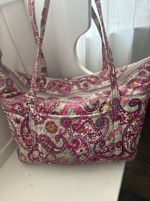 Vera Bradley Paisley Meets  Plaid Quilted Tote Bag Pink Multicolor Zipper Women