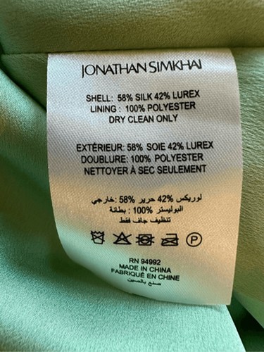 Jonathan Simkhai The Cassia Metallic Chevron Silk/Lurex Midi Skirt in Celery- Si - Picture 6 of 7