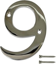 Image of Chrome Door Numbers Screw On 3 Inch Number 9 Door Number Elegant and Bold Door
