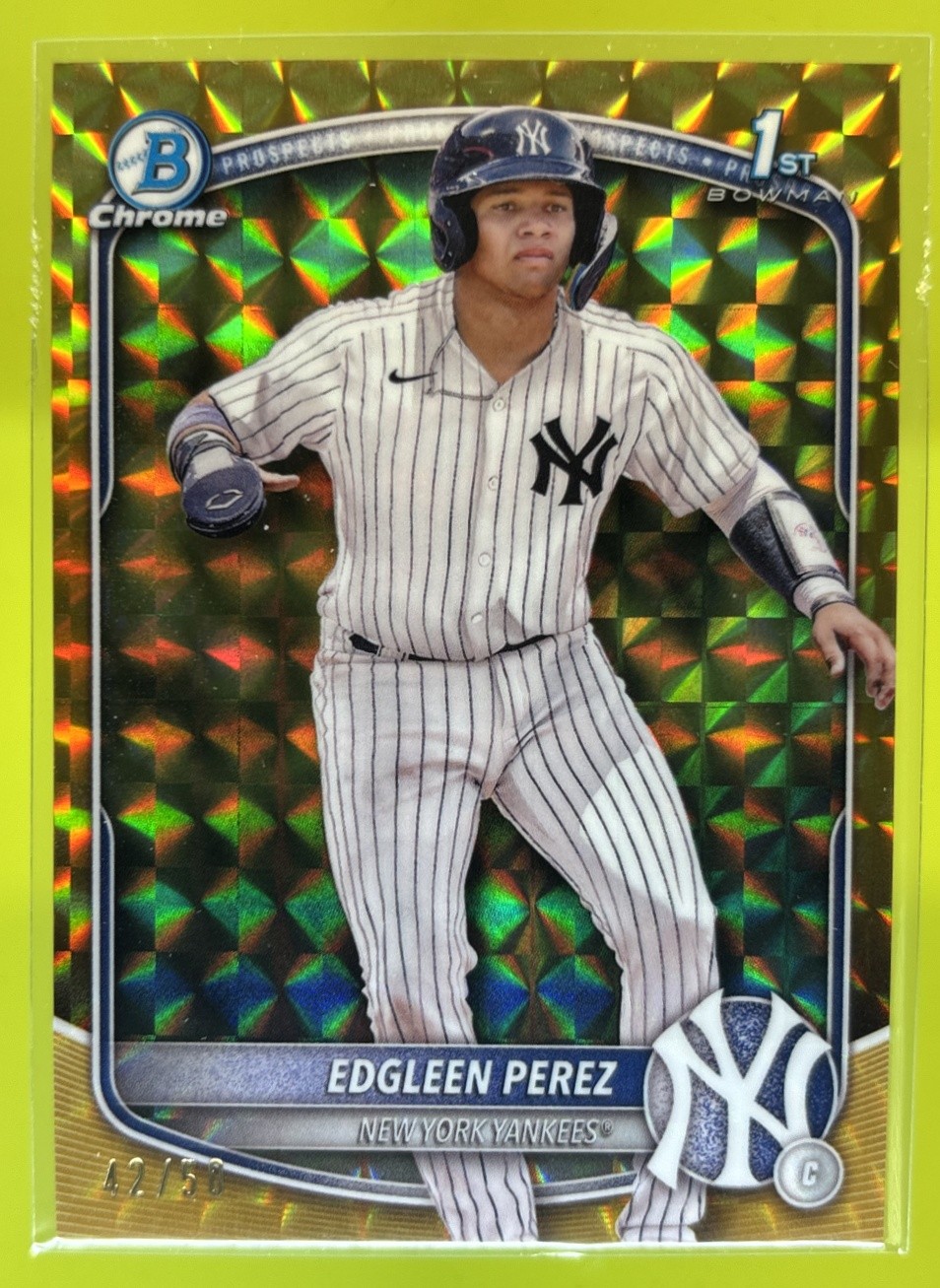 2025 Bowman Edgleen Perez Chrome Gold Geometric /50 #BCP-80 1st Yankees