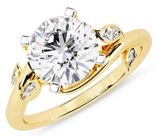 IGI 1.74 Ct Round Lab Grown Diamond Bypass Floral Style Engagement Ring 14K YG