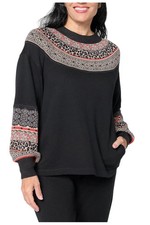 LOGO by Lori Goldstein Mixed Media Sweatshirt Black