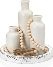 5 Pcs Rustic Country Tabletop Centerpieces Decor Set of 3 Boho Ceramic Vases W/