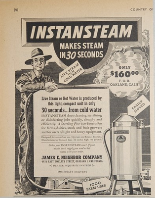 #ad 1946 Print Ad Instansteam Makes Steam in 30 Seconds James Neighbor Co OaklandCA $15.82