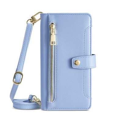 Für iPhone 17E 16 Pro Max 15 14 Crossbody Lanyard Case Reißverschluss Wallet Flip Cover