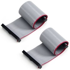 2 PCS IDC 40 Pin Connector Gray Wire Flat Ribbon Cable 30cm 2.54mm Pitch