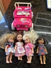 Vintage Mattel Barbie Kelly & Friends Lot of 5 (4 Dolls & Kelly Car)