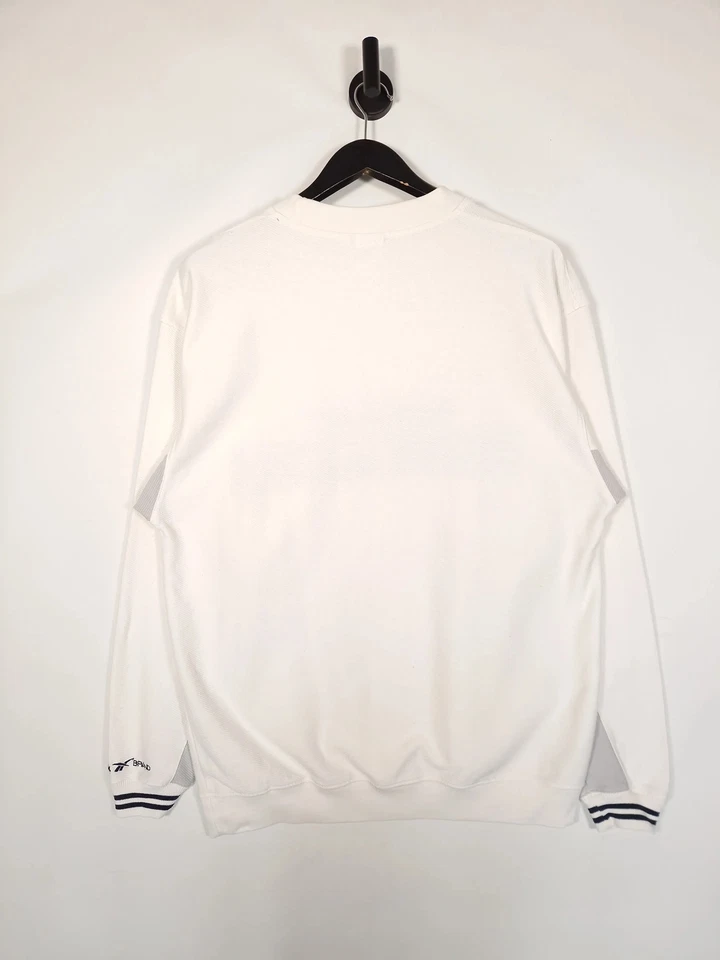 90's Reebok Sweatshirt Size Medium Men's Oversized White Embroidered Crew Neck - Image 2 of 4