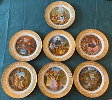 7 Vintage Franklin Porcelain Grimm's Fairy Tales Plates Bavaria 1978
