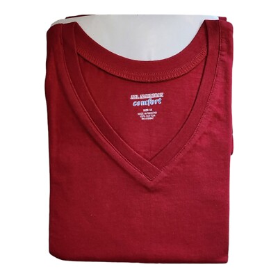 All American Comfort V Neck Womens T Shirt Top Size 3X Brand New Red