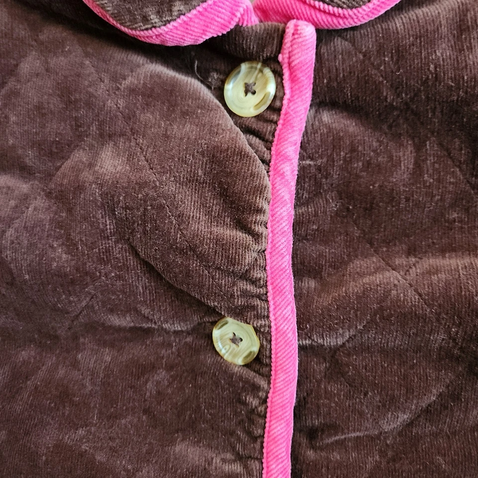 Abrigo de Pana Lilly Pulitzer Niñas 10 Marrón Rosa Acolchado Calabaza Floral De Colección Foto 4 de 4