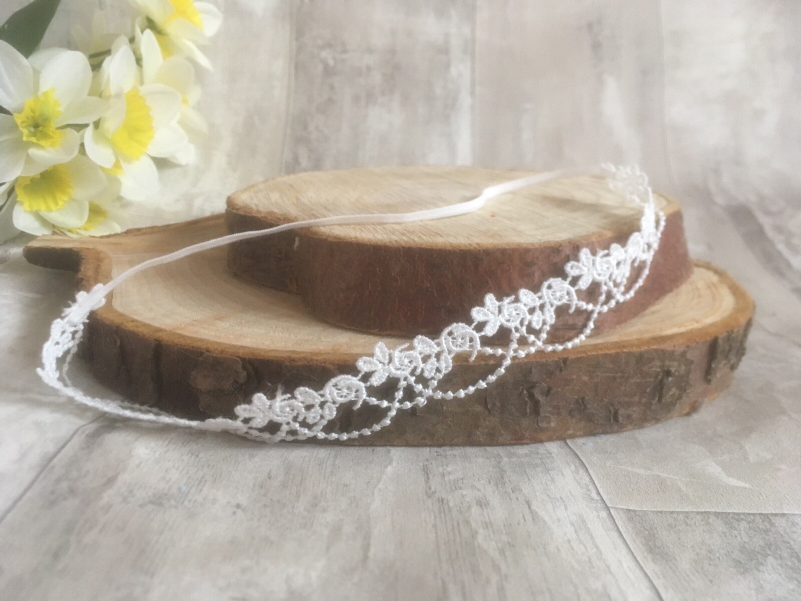 Baby Girl Ivory Christening Headband Baptism Wedding Lace Pearl