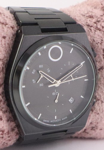 Casual MOVADO Chronograph All Black With 'Date' Quartz Men Working Wristwatch - Picture 2 of 8