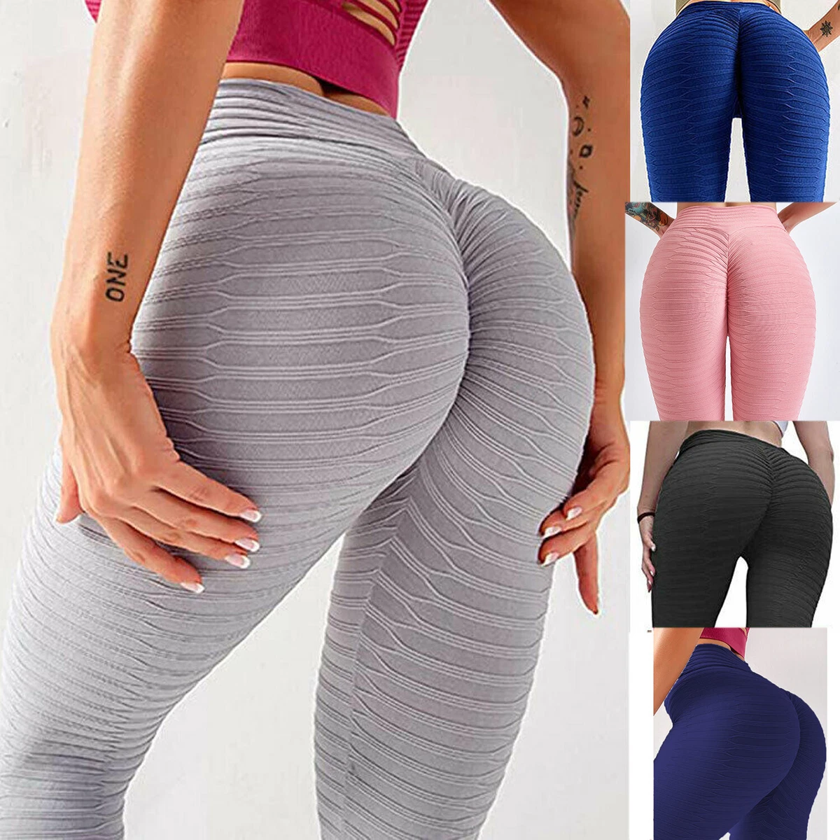 Women High Waist TikTok Leggings Ruched Butt Lifting Yoga Pants