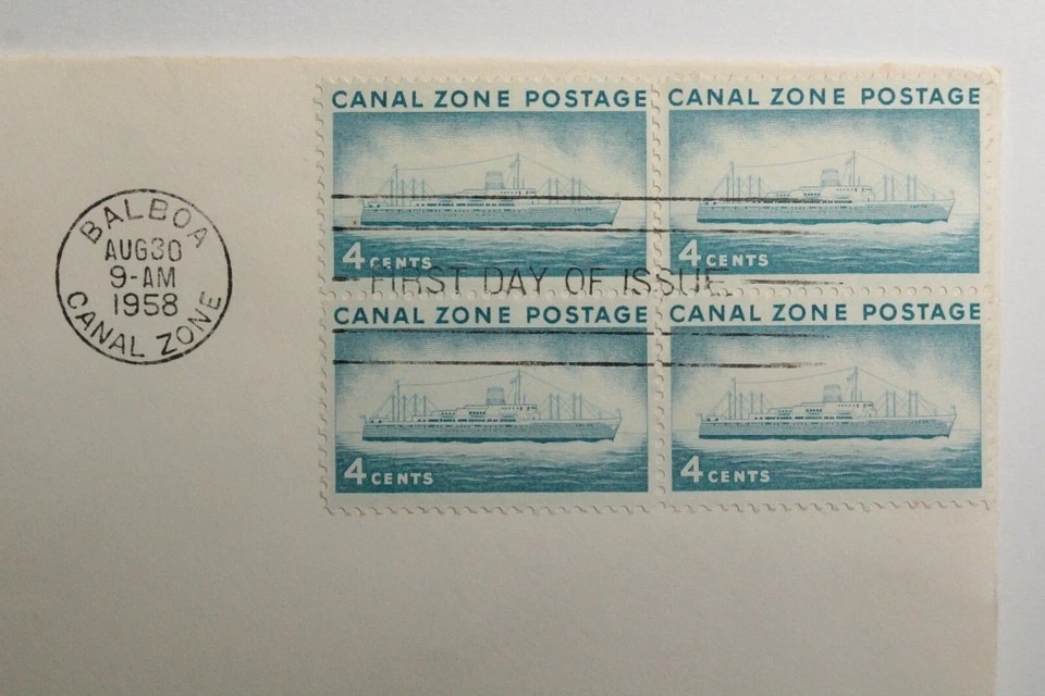 USPS First Day Issue# CZ149 – 1958 4c grn bl, S.S. Ancon Block of 4 ST1245 - Image 2 of 2