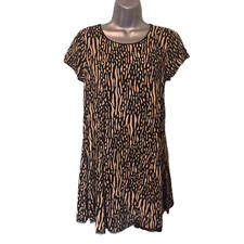 SILENCE+NOISE Tunic Mini Dress Size S Beige Black Animal Print Urban Outfitters