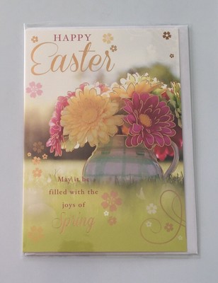   Schöne Frohe Ostern Karte Ostern gefüllt mit Frühlingsfreuden Blumen C36  