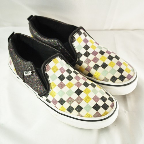 checkered vans glitter