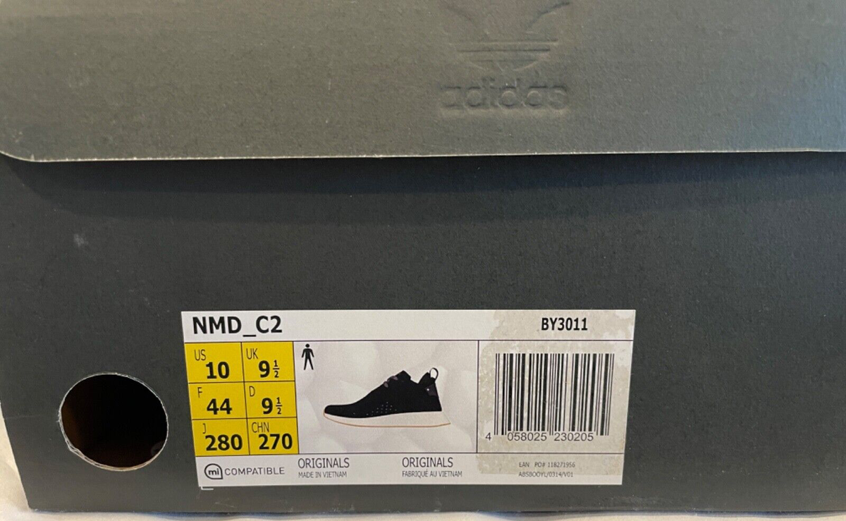 Adidas NMD_C2 Mens 10 Suede Core Black Footwear White BY3011