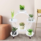 New ListingFlower Pot Display Holder Plant Metal Stand Garden Iron Shelf Rack White w/Wheel