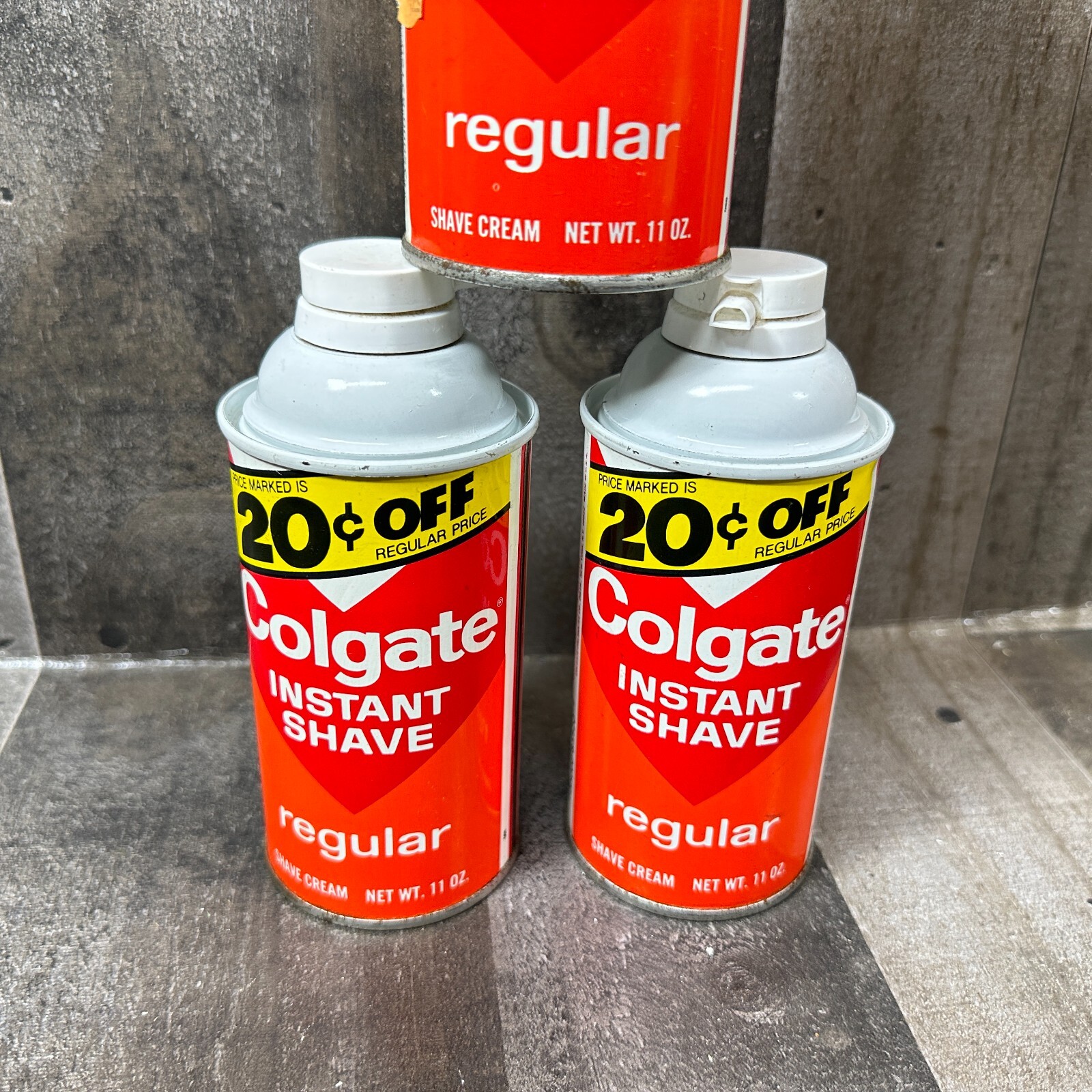 Vintage Colgate Instant Regular Shave Cream 11 oz Lot of 3 Film Prop